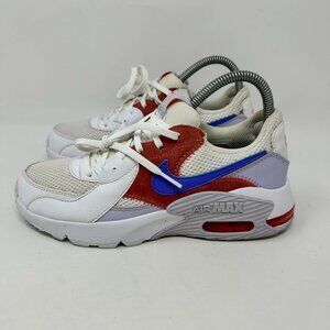 Nike Air Max Excee White/Red/Blue Mesh & Leather Sneakers Women's Size 6.5